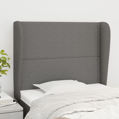 vidaXL Tăblie de pat cu aripioare gri închis 103x23x118/128 cm textil