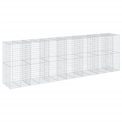 vidaXL Coș gabion cu capac, 650x100x200 cm, fier galvanizat