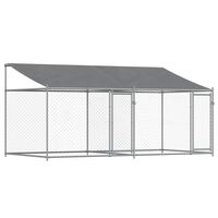 vidaXL Cușcă câini cu acoperiș și uși, gri, 4x2x2 m, oțel galvanizat