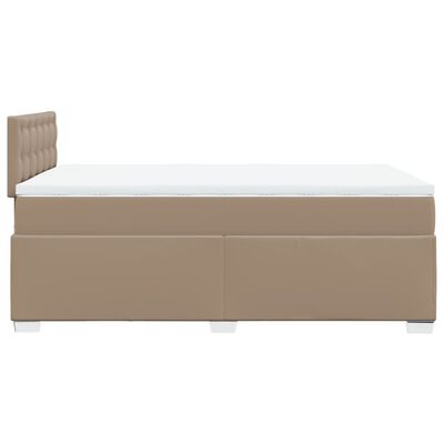 vidaXL Pat box spring cu saltea, cappuccino, 140x200cm piele ecologică