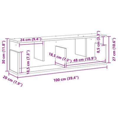 vidaXL Dulap de perete, lemn vechi, 100x20x30 cm, lemn prelucrat