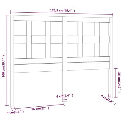 vidaXL Tăblie de pat, alb, 125,5x4x100 cm, lemn masiv de pin