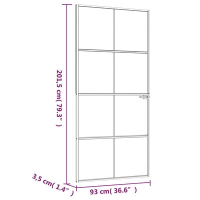 vidaXL Ușă de interior alb 93x201,5 cm sticlă securiz. / aluminiu slim