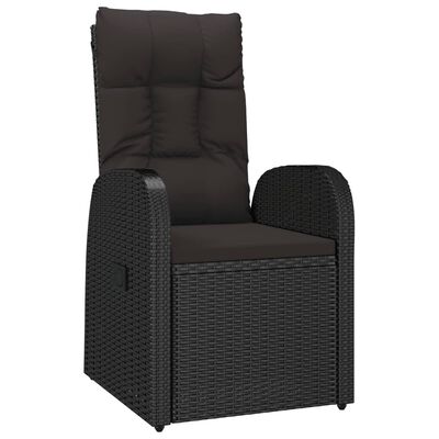 vidaXL Set mobilier de grădină cu perne, 9 piese, negru, poliratan