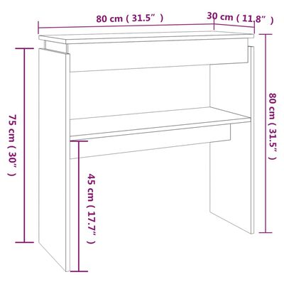 vidaXL Măsuță consolă, stejar maro, 80x30x80 cm, lemn prelucrat