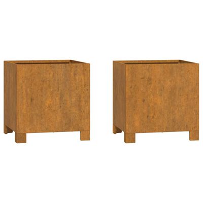 vidaXL Jardinieră cu picioare, 2 buc, ruginiu, 32x30x33cm, oțel corten