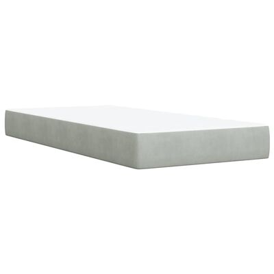 vidaXL Pat box spring cu saltea, gri deschis, 90x200 cm, catifea