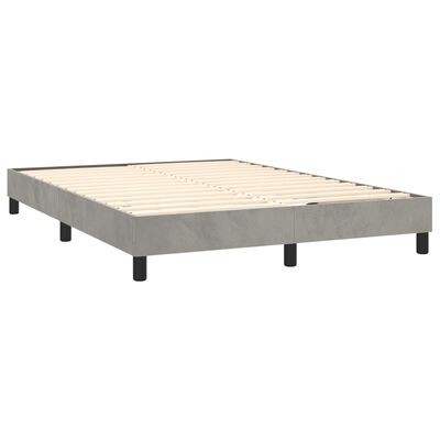 vidaXL Pat box spring cu saltea, gri deschis, 140x190 cm, catifea