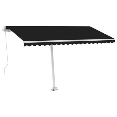 vidaXL Copertină retractabilă manual cu LED, antracit, 450x300 cm