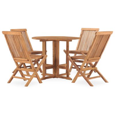 vidaXL Set mobilier de exterior pliabil, 5 piese, lemn masiv de tec