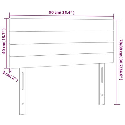 vidaXL Tăblie de pat, gri deschis, 90x5x78/88 cm, catifea