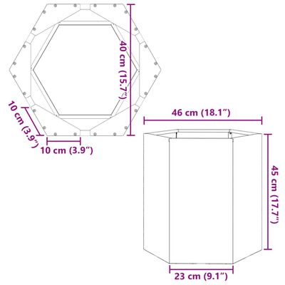 vidaXL Jardinieră de grădină alb 46x40x45 cm oțel hexagonal