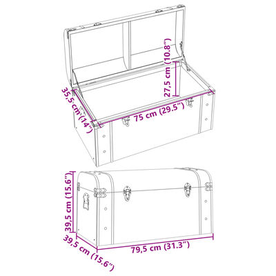 vidaXL Cufăr de comori cu zăvoare maro închis 79,5x39,5x39,5 cm placaj