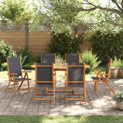 vidaXL Set mobilier de grădină, 7 piese, lemn masiv acacia/textilenă