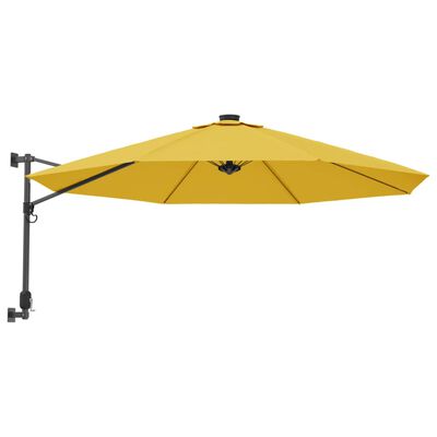 vidaXL Umbrelă de soare montată pe perete, galben, 290 cm