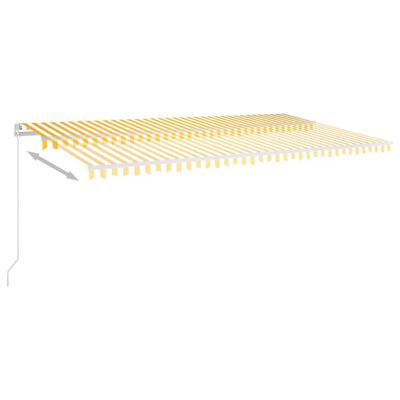 vidaXL Copertină retractabilă manual cu LED, galben și alb, 600x300 cm