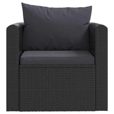 vidaXL Set mobilier de grădină cu perne, 7 piese, negru, poliratan