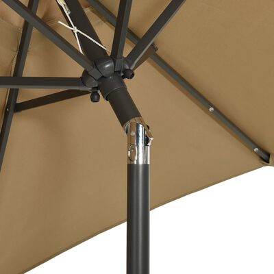 vidaXL Umbrelă de soare cu lumini LED, gri taupe, 200x211 cm, aluminiu