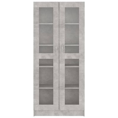 vidaXL Dulap cu vitrină, gri beton, 82,5x30,5x185,5 cm, lemn prelucrat