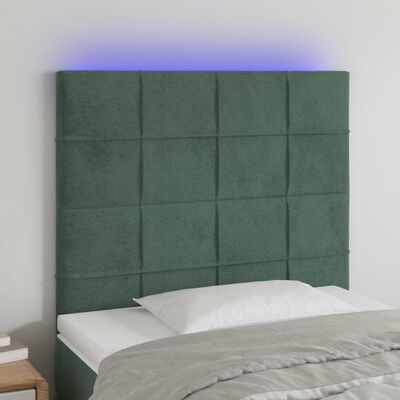 vidaXL Tăblie de pat cu LED, verde închis, 100x5x118/128 cm, catifea