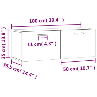 vidaXL Dulap de perete, stejar maro, 100x36,5x35 cm, lemn prelucrat