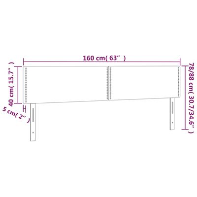 vidaXL Tăblie de pat cu LED, roz, 160x5x78/88 cm, catifea