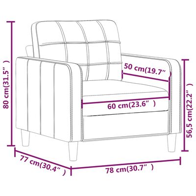 vidaXL Canapea de o persoană, roșu vin, 60 cm, piele ecologică