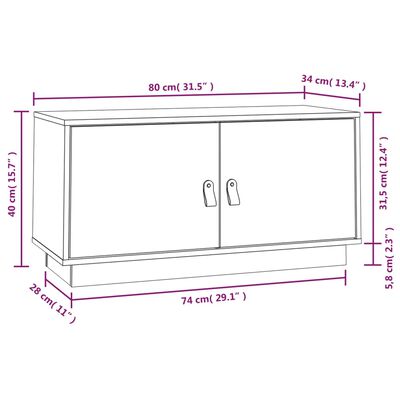 vidaXL Comodă TV, 80x34x40 cm, lemn masiv de pin