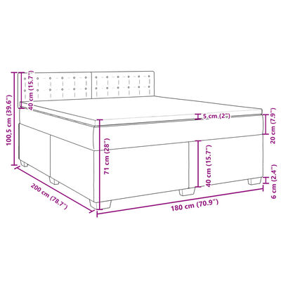 vidaXL Pat box spring cu saltea, negru, 180x200 cm, piele ecologică