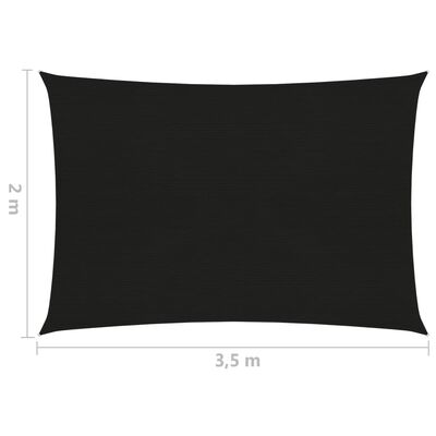 vidaXL Pânză parasolar, negru, 2x3,5 m, HDPE, 160 g/m²