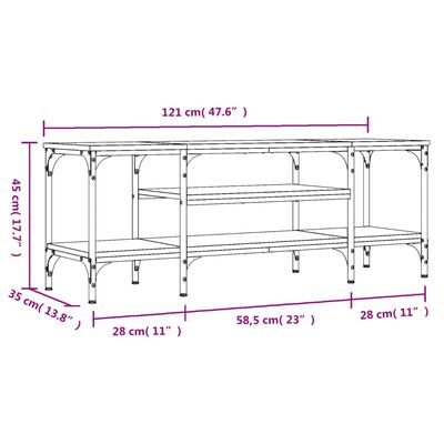 vidaXL Comodă TV, stejar sonoma, 121x35x45 cm, lemn prelucrat & fier