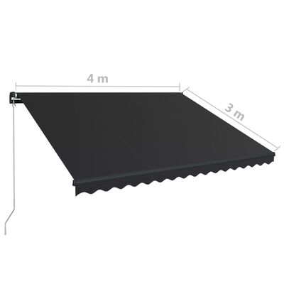 vidaXL Copertină retractabilă manual, antracit, 400 x 300 cm