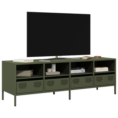 vidaXL Dulap TV, verde măsliniu, 135x39x43,5 cm, oțel laminat la rece