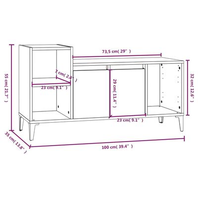 vidaXL Comodă TV, gri sonoma, 100x35x55 cm, lemn prelucrat