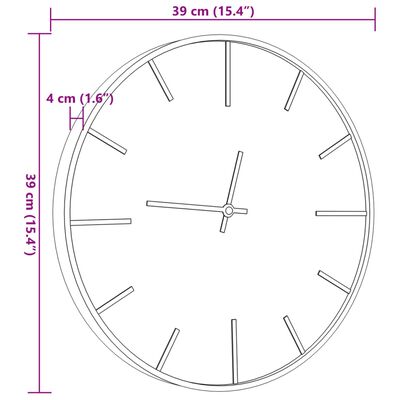 vidaXL Ceas de perete, maro, Ø39 cm, fier și lemn prelucrat