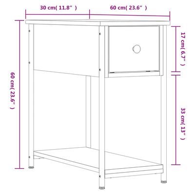 vidaXL Noptiere, 2 buc., stejar afumat, 30x60x60 cm, lemn prelucrat