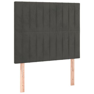 vidaXL Pat box spring cu saltea, gri închis, 100x200 cm, catifea