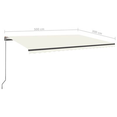 vidaXL Copertină automată cu senzor vânt & LED, crem, 500x300 cm