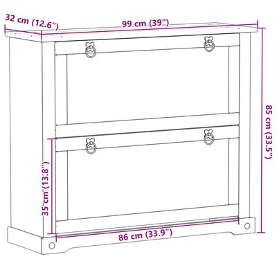 vidaXL Dulap pantofi "Corona", 99x32x85 cm, lemn masiv de pin