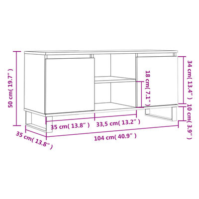 vidaXL Comodă TV, gri beton, 104x35x50 cm, lemn compozit