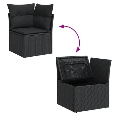 vidaXL Set canapele de grădină cu perne, 10 piese, negru, poliratan