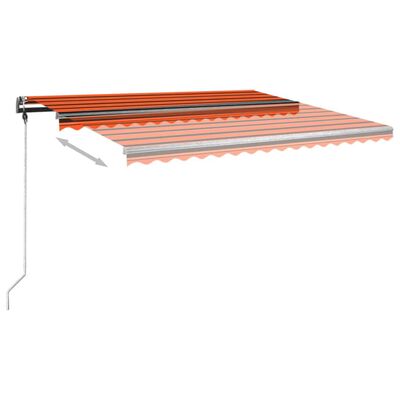 vidaXL Copertină retractabilă manual, portocaliu și maro, 450x350 cm