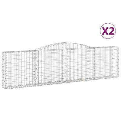 vidaXL Coșuri gabion arcuite 2 buc, 400x30x100/120 cm fier galvanizat