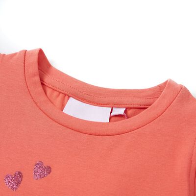 Tricou pentru copii cu mâneci cu volane, coral, 128