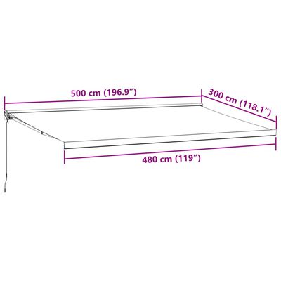 vidaXL Copertină retractabilă manual, maro, 500x300 cm