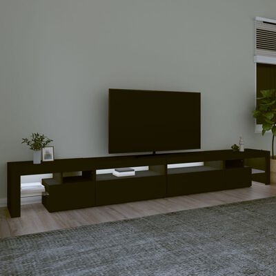 vidaXL Comodă TV cu lumini LED, negru, 290x36,5x40 cm