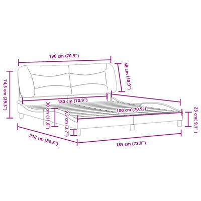 vidaXL Cadru de pat cu tăblie, alb, 180x200 cm, piele ecologică