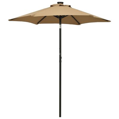 vidaXL Umbrelă de soare cu lumini LED, gri taupe, 200x211 cm, aluminiu