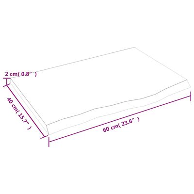 vidaXL Blat de masă maro închis 60x40x2cm, lemn masiv de stejar tratat