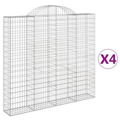 vidaXL Coșuri gabion arcuite 4 buc, 200x30x180/200cm, fier galvanizat